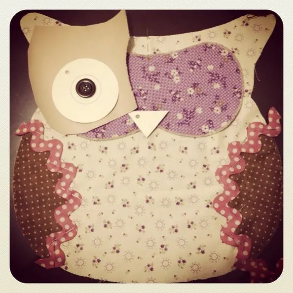 sielia: Cojín Búho Patchwork
