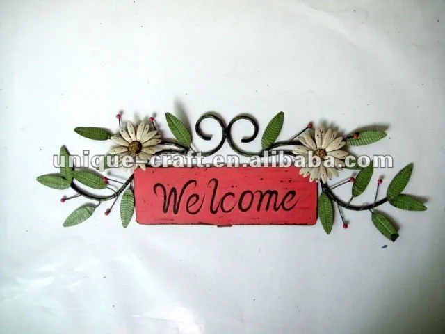 Signo de bienvenida flor wall hanging decor-Artesanía Metal ...