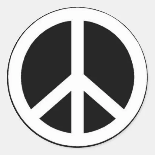 Signo de la paz blanco y negro pegatina de Zazzle.