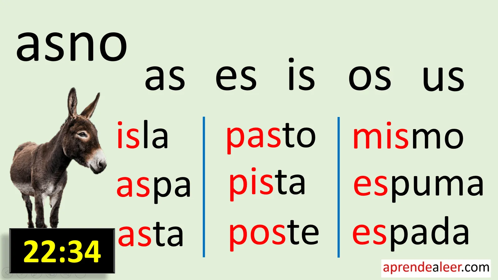 Sílabas as es is os us | aprendealeer.com