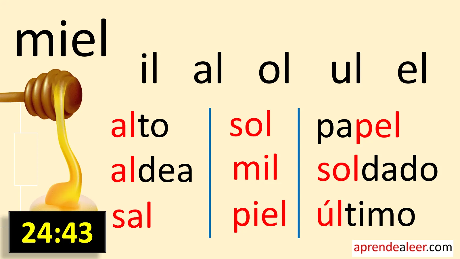 Sílabas al el il ol ul | aprendealeer.com