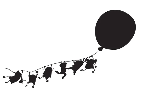 silueta feliz niños dibujos animados con globo — Vector stock ... silueta feliz niños dibujos animados con globo — Vector stock ...