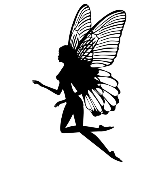 silueta de un hada aislado sobre fondo blanco — Vector stock ... silueta de un hada aislado sobre fondo blanco — Vector stock ...