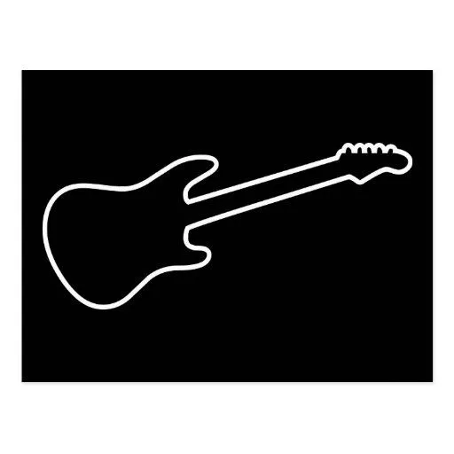 Silueta negra y blanca de la guitarra eléctrica tarjetas postales ...