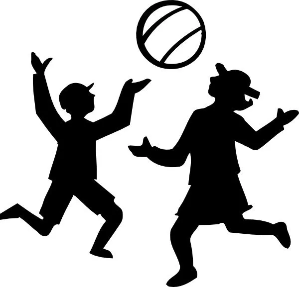 Silueta De Niños jugando con una bola de imágenes prediseñadas ...