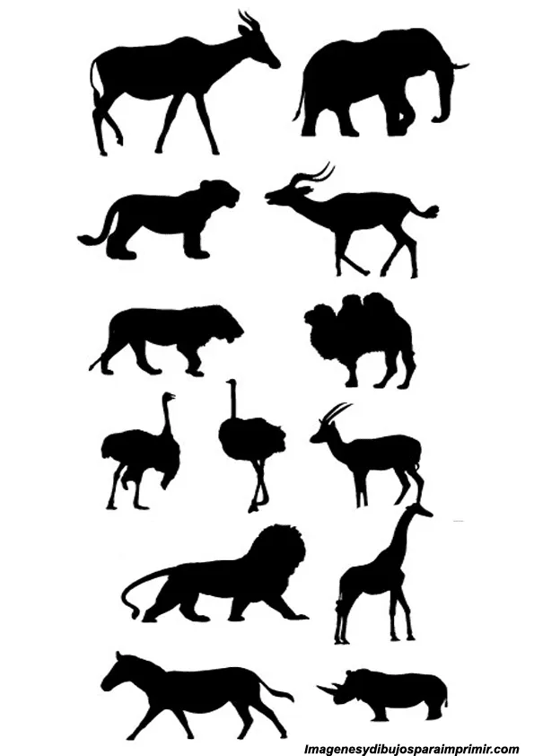 Siluetas de animales para imprimir-Colorear dibujos,letras, Actividades  infantiles