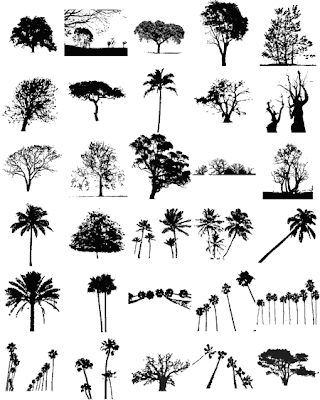 Siluetas de árboles en vector (Free Tree Shilouettes) | Recursos 2D.