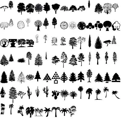 Siluetas de árboles (Vector Tree Silhouettes) | Recursos 2D.