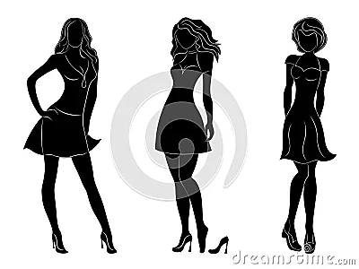 Tres siluetas delgadas hermosas de las mujeres.