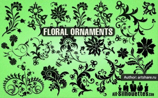 Siluetas de flores y adornos del vector | Descargar Vectores gratis