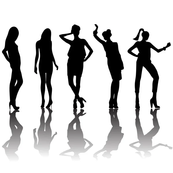 siluetas de 5 mujeres con actitudes de moda — Imagen de stock #3313259 siluetas de 5 mujeres con actitudes de moda — Imagen de stock #3313259