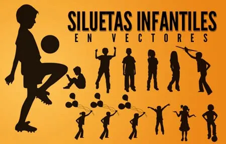 Siluetas de niños en vector