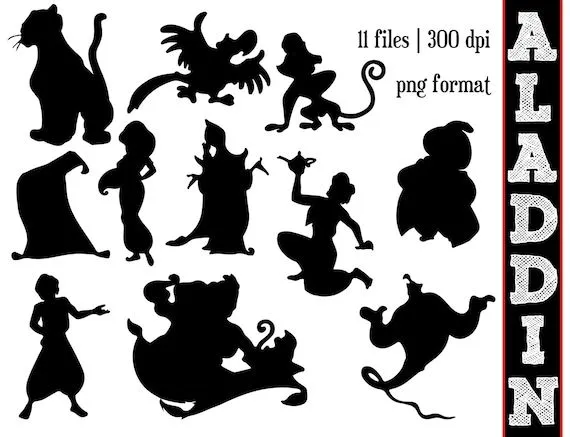 Aladdin siluetas / / Disney Princesa Jazmín por SparkYourCreativity Aladdin siluetas / / Disney Princesa Jazmín por SparkYourCreativity