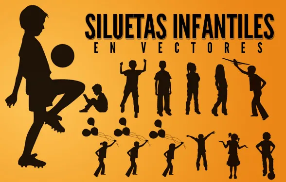 Siluetas vectoriales de niños ~ Marlon Silva Chero