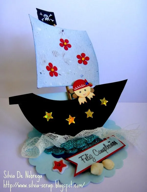 Silvia Scrap: Tarjeta con forma de barco pirata (para Creative ... Silvia Scrap: Tarjeta con forma de barco pirata (para Creative ...