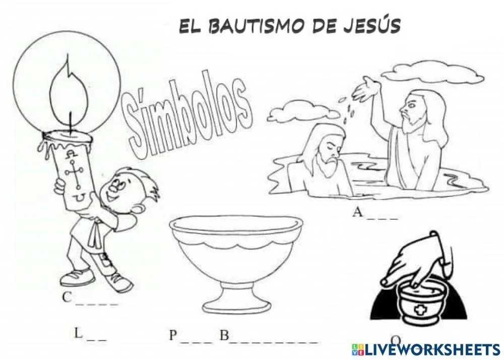 Simbolos bautismo jesus worksheet | Live Worksheets Simbolos bautismo jesus worksheet | Live Worksheets