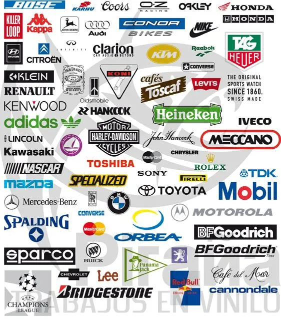 Trabajos en vinilo, rotulos: Pegatinas de marcas, logos y símbolos.