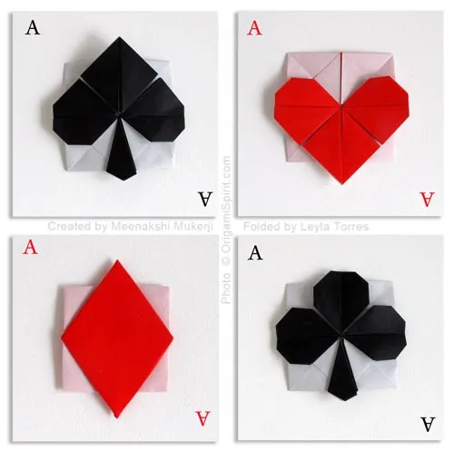 Los símbolos de los naipes de la baraja francesa -en origami! Los símbolos de los naipes de la baraja francesa -en origami!