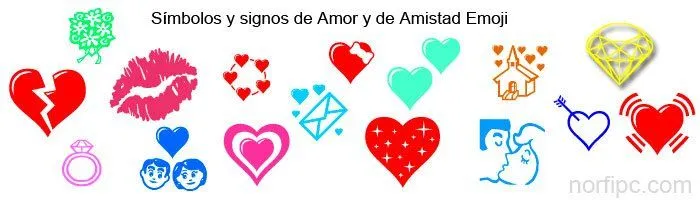 Simbolos, signos y caracteres Unicode de amor y amistad para Facebook.