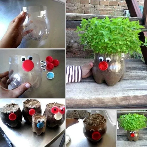 Simpáticas macetas con botellas plásticas - Guía de MANUALIDADES Simpáticas macetas con botellas plásticas - Guía de MANUALIDADES