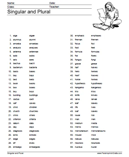 Singular y Plural en Inglés - Para Imprimir Gratis ... Singular y Plural en Inglés - Para Imprimir Gratis ...