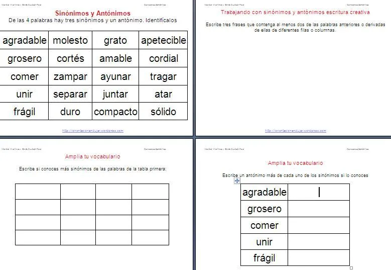 Trabajamos con sinónimos y antónimos la conciencia semántica ...