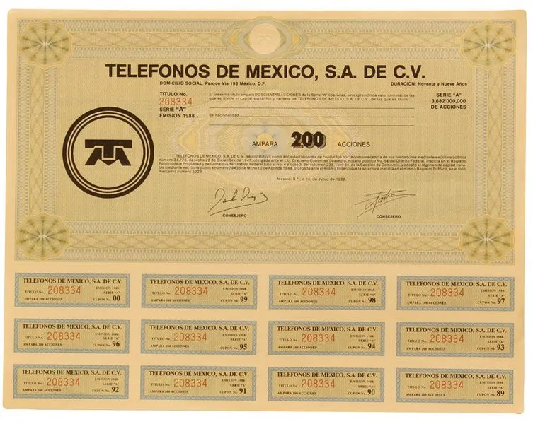 Para qué sirven los cupones de cada hoja de acciones TELMEX ... Para qué sirven los cupones de cada hoja de acciones TELMEX ...
