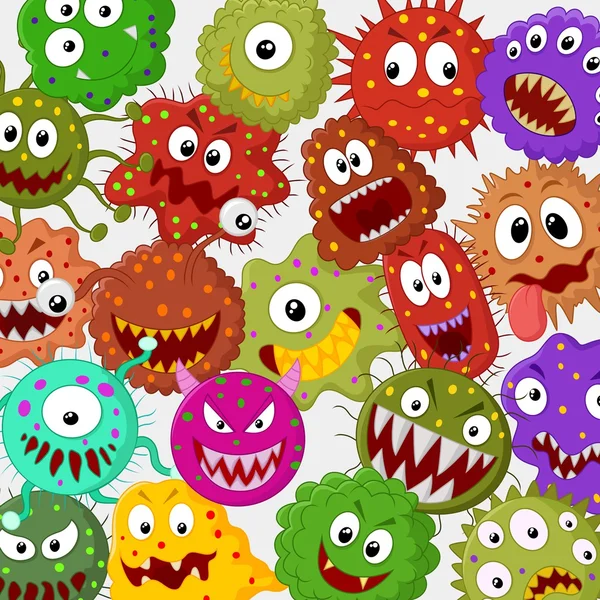 Sistema de la colección de dibujos animados bacterias — Vector ... Sistema de la colección de dibujos animados bacterias — Vector ...