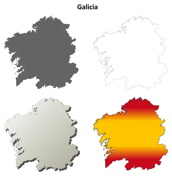 Sistema de mapa de Galicia esquema detallado en blanco — Vector ...