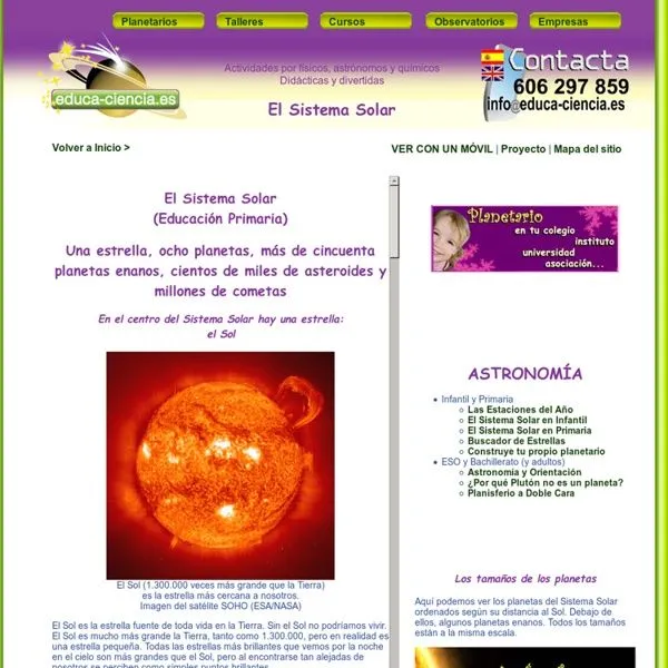 El Sistema Solar para Educación Primaria. Por el planetario Educa ...