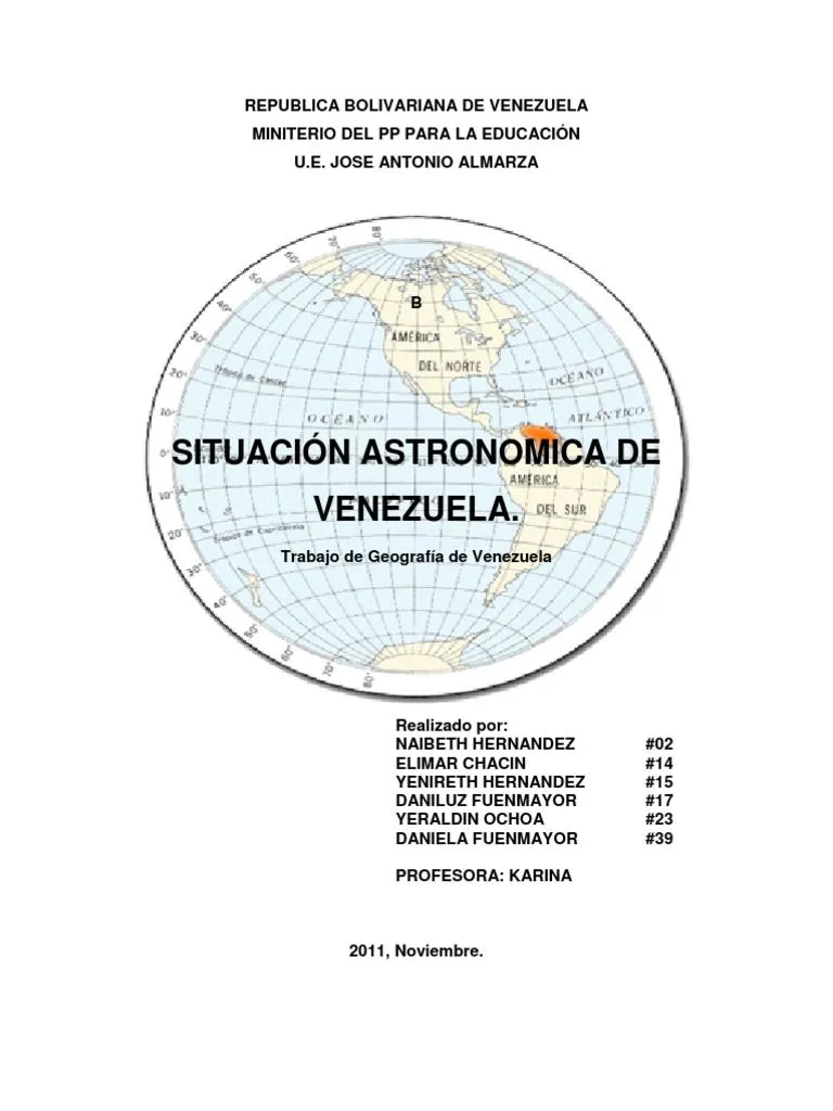 Situacion Astronomic A de La Republica Bolivar Ian A de Venezuela | PDF |  Zona tropical | Clima