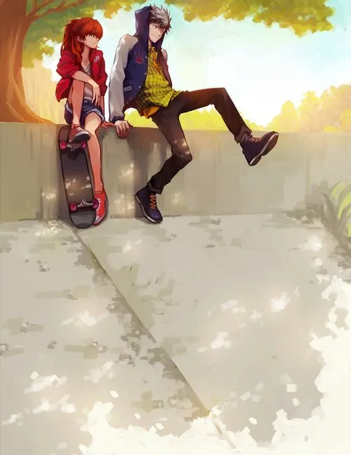 Skater anime couple girl and b | anime | Pinterest | Anime, Pareja ...