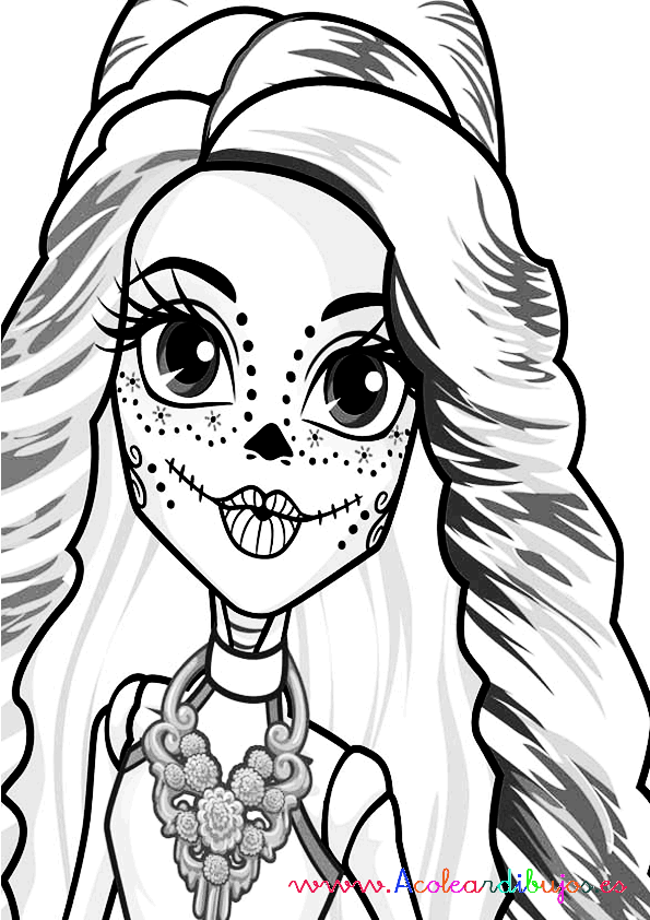skelita calavera para colorear | Colorear dibujos skelita calavera para colorear | Colorear dibujos