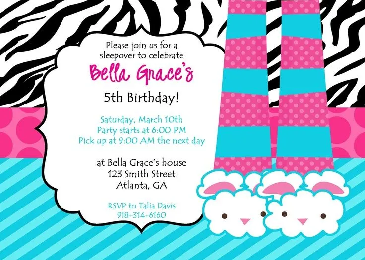 sleepover invite | Invitaciones Pijamada | Pinterest