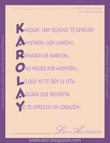 Smileater 2nd: ACROSTICO DE KAROLAY - CAROLINA - KARO - CARRIE ... Smileater 2nd: ACROSTICO DE KAROLAY - CAROLINA - KARO - CARRIE ...