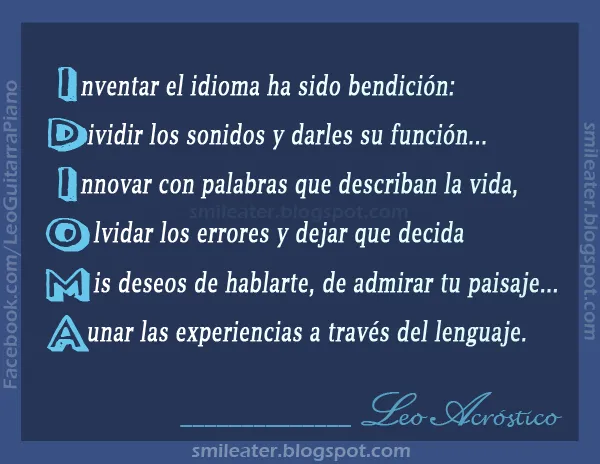 Smileater 2nd: ACROSTICOS DIAS FECHAS EVENTOS CELEBRACIONES ESPECIALES Smileater 2nd: ACROSTICOS DIAS FECHAS EVENTOS CELEBRACIONES ESPECIALES