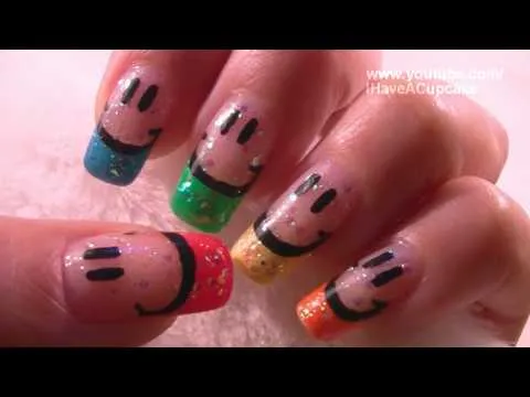 Smiley Face Nail Art Tutorial / Arte para las uñas de sonrisas ... Smiley Face Nail Art Tutorial / Arte para las uñas de sonrisas ...