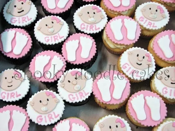 Snooky doodle Cakes: Girl baby shower cupcakes