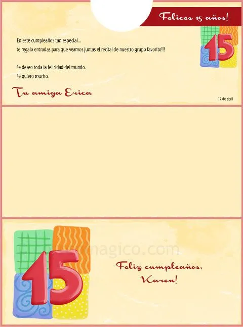 sobrecumple15 15 - Tarjetas para imprimir GRATIS en tu casa en www ...