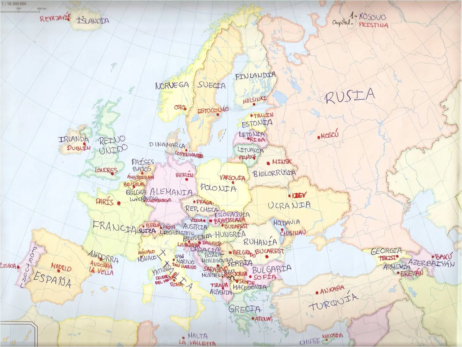 Sociales en Infantes: Lámina de Europa política (países y capitales)