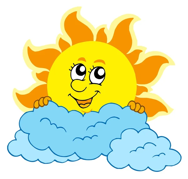 Sol de dibujos animados lindo con nubes — Vector stock © clairev ...