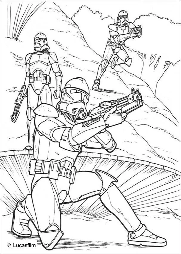 Soldados clones con armas - Dibujos para colorear CLONES STAR WARS