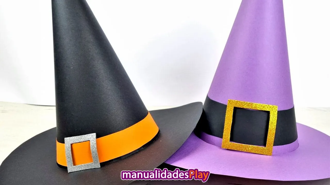 Cómo hacer un sombrero de bruja con cartulina - Manualidades Play Cómo hacer un sombrero de bruja con cartulina - Manualidades Play