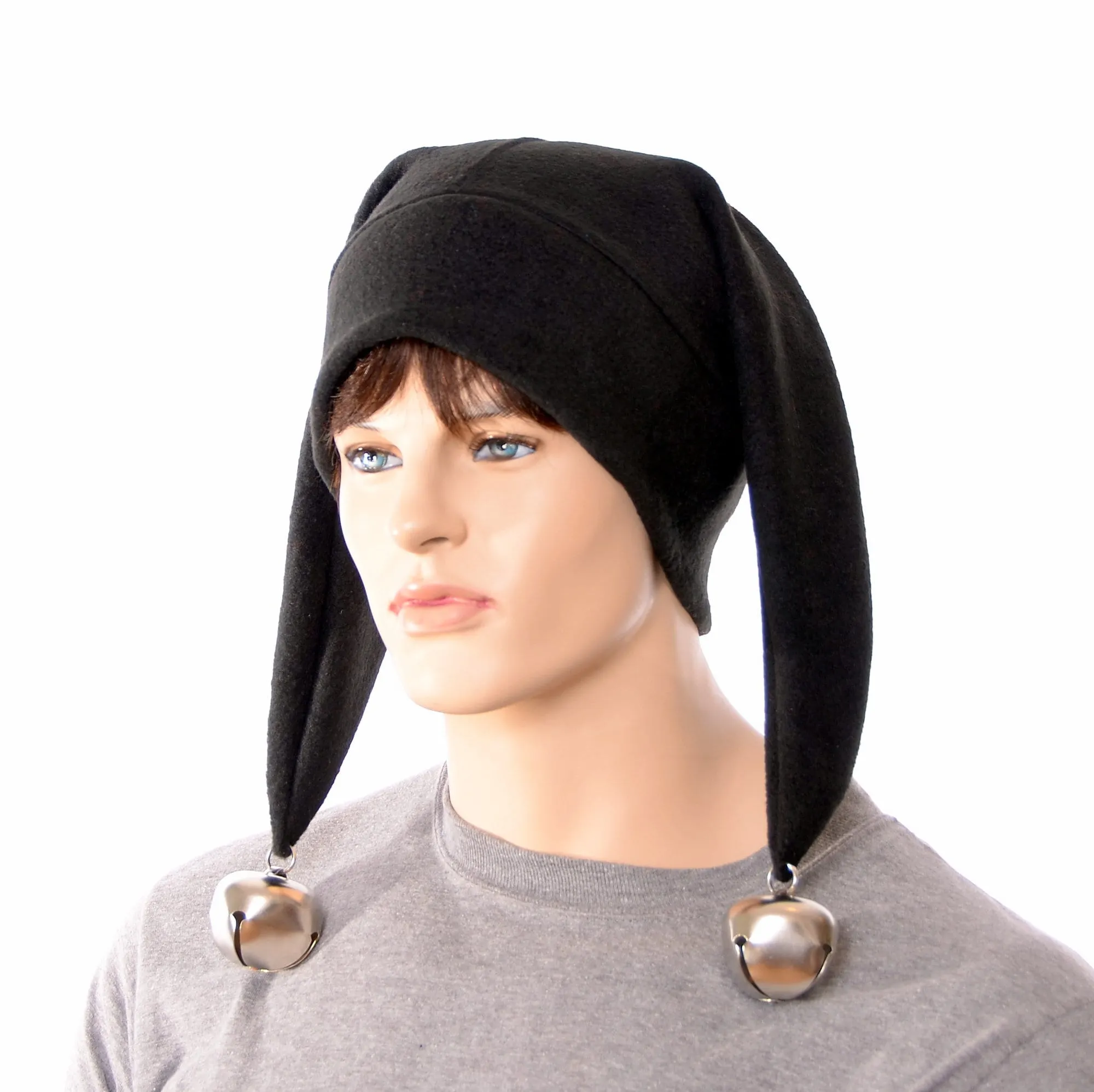 Sombrero de bufón negro hecho de lana Gorro de arlequín Dos - Etsy México Sombrero de bufón negro hecho de lana Gorro de arlequín Dos - Etsy México