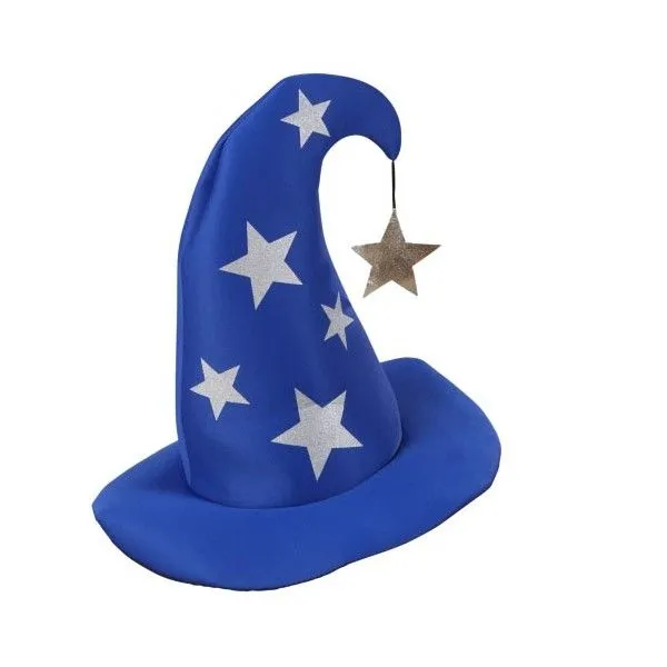 SOMBRERO DE MAGO AZUL CON ESTRELLAS PLATEADAS - comprar online en ...