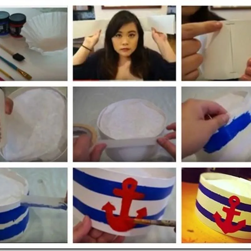 Hacer Sombrero de marinero de cartulina o foam | Trato o truco Hacer Sombrero de marinero de cartulina o foam | Trato o truco