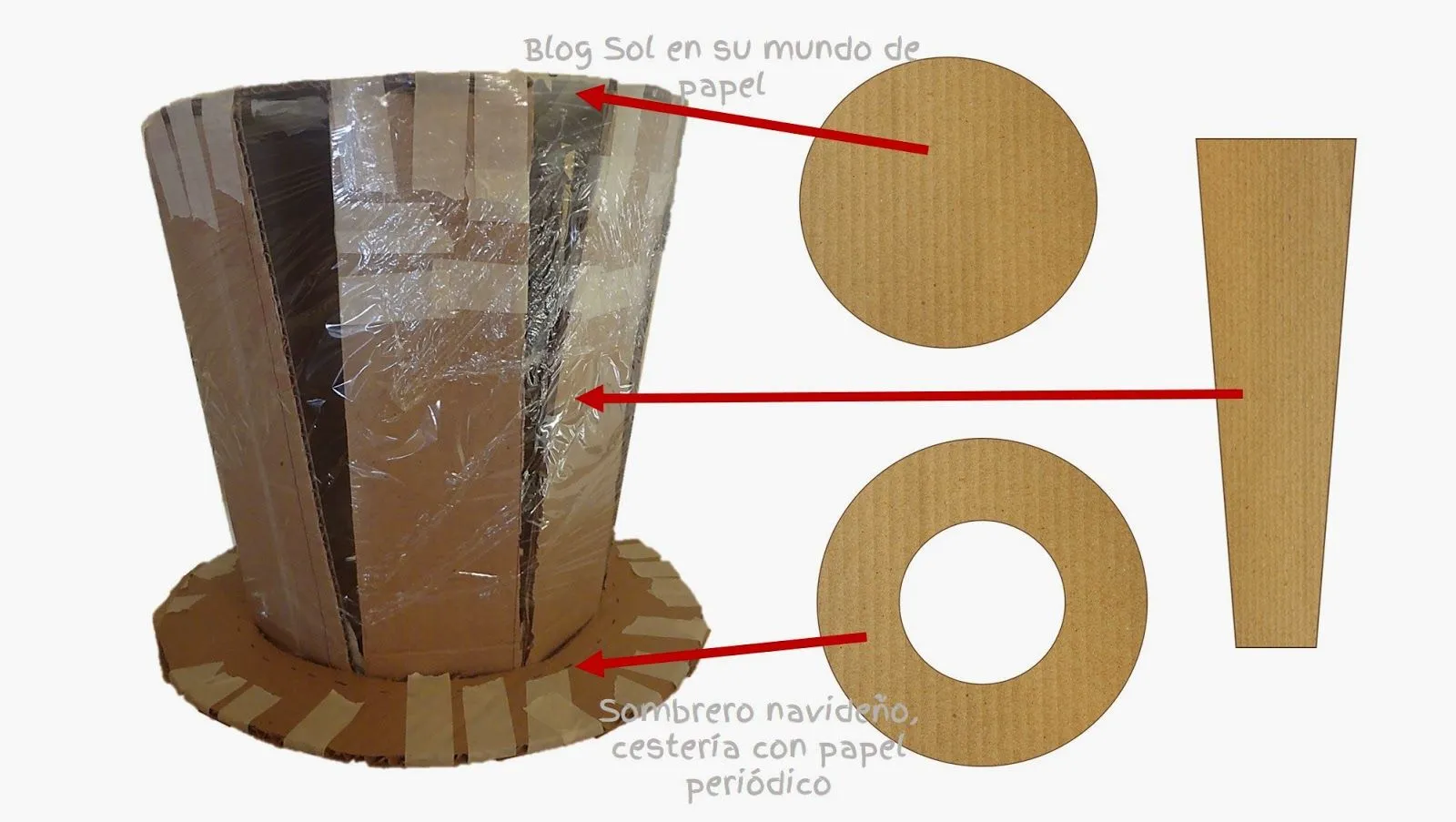 Sombrero navideño Cestería con papel periódico Sombrero navideño Cestería con papel periódico