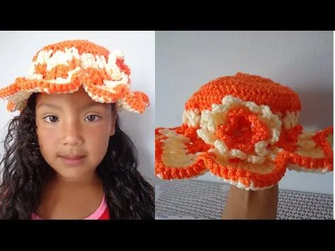 SOMBRERO DE PLAYA TEJIDO EN DOS COLORES PARA NIÑAS - YouTube SOMBRERO DE PLAYA TEJIDO EN DOS COLORES PARA NIÑAS - YouTube