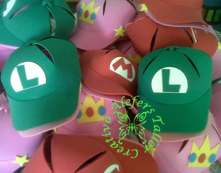 Gorras de Mario Bross y sus amigos en foami...=) | gorros goma ... Gorras de Mario Bross y sus amigos en foami...=) | gorros goma ...