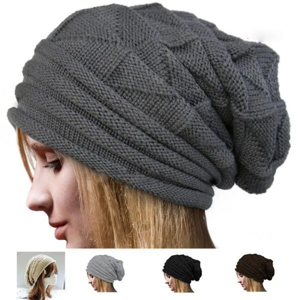 Sombreros de punto para mujeres Baggy gorros Oversize sombrero de ...